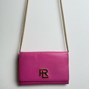 $3k Ralph Lauren Purple Label Pink Leather Chain Crossbody Bag Rare